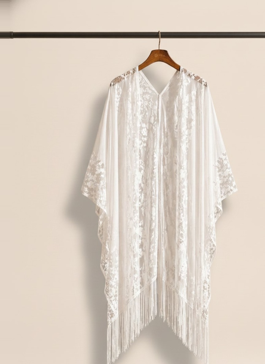 Ophelia lace outerwear in white